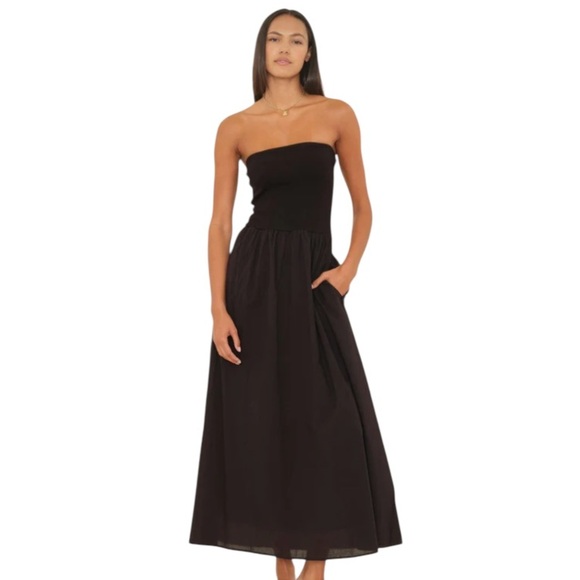XiRENA Finnian Dress NWT Strapless Maxi Dress Poplin Skirt Black - Picture 14 of 14